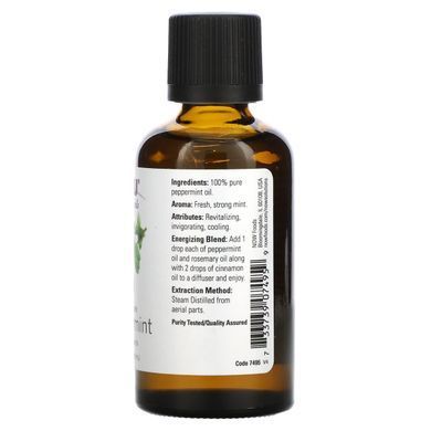Ефірна олія перцевої м'яти Now Foods (Essential Oils Peppermint Oil Invigorating Aromatherapy Scent) 59 мл