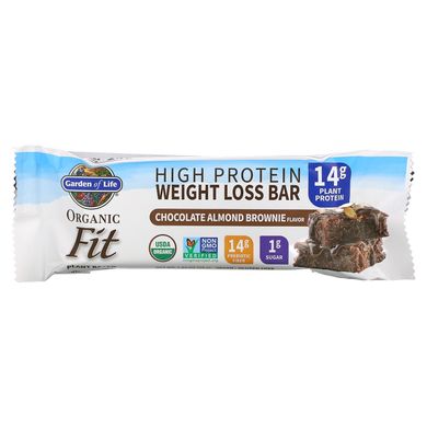 Батончики з рослинним білком для схуднення шоколад-мигдаль органік Garden of Life (Protein Bar) 12 шт. по 55 г