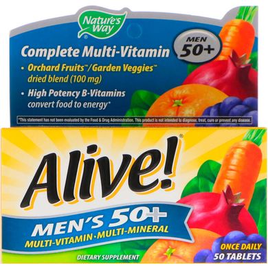 Alive, Чоловіки 50+, полівітаміни, Nature's Way, 50 таблеток
