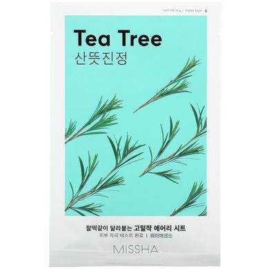 Missha, Тканинна маска Airy Fit Beauty Sheet Mask, чайне дерево, 1 лист, 19 г