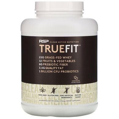 TrueFit, коктейль з білка з м'яса тварин на підніжному корму, шоколад, RSP Nutrition, 4 ф (1813 г)