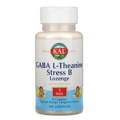 ГАМК, L-теанін, натуральний аромат манго і танжерина, GABA L-Theanine Stress B, KAL, 100 таблеток