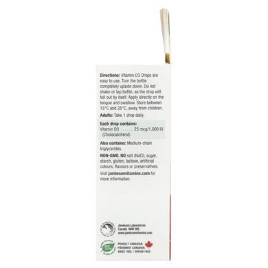 Jamieson Vitamins, Vitamin D3 Drops, 1,000 IU, 11.4 ml купить в Киеве и Украине