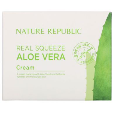 Крем с алоэ вера, Real Squeeze, Aloe Vera Cream, Nature Republic, 1,69 жидкой унции (50 мл) купить в Киеве и Украине