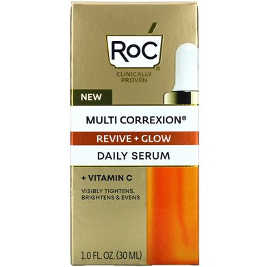 RoC, Multi Correxion, Revive + Glow, денна сироватка + вітамін C, 1 рідка унція (30 мл)