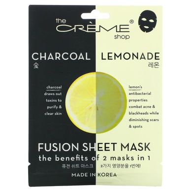 The Creme Shop, Тканинна маска Fusion Beauty, деревне вугілля та лимонад, 5 листів, 4,40 унції (125 г)