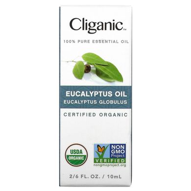 Cliganic, 100% чиста ефірна олія, евкаліпт, 2/6 рідких унцій (10 мл)