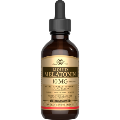 Мелатонін рідкий натуральний чорна вишня Solgar (Liquid Melatonin Natural Black Cherry Flavor) 10 мг 59 мл