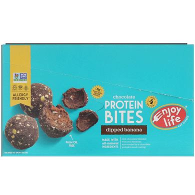 Шоколадні протеїнові снеки, з шматочками банана, Enjoy Life Foods, 8 шт в окремій упаковці по 48 г кожна