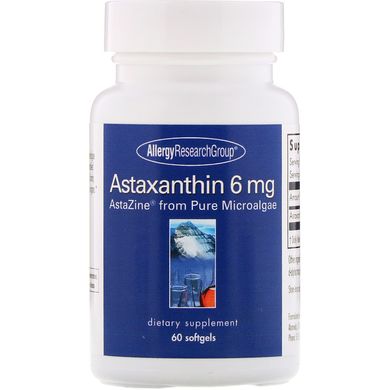 Астаксантин Allergy Research Group (Astaxanthin) 6 мг 60 капсул купить в Киеве и Украине