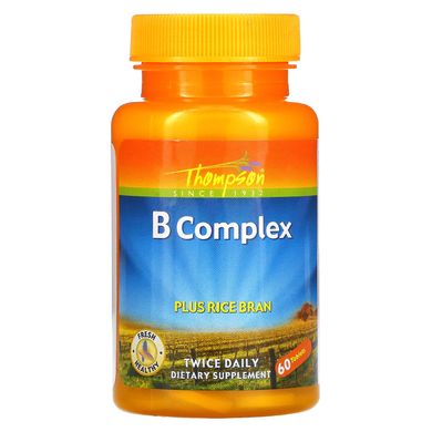 Комплекс вітамінів групи B з рисовими висівками, Thompson, 60 таблеток