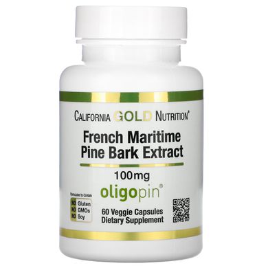 Французький екстракт кори приморської сосни California Gold Nutrition (French Maritime Pine Bark Extract) 100 мг 60 вегетаріанських капсул
