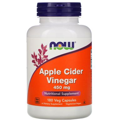 Яблучний оцет Now Foods (Apple Cider Vinegar) 450 мг 180 капсул