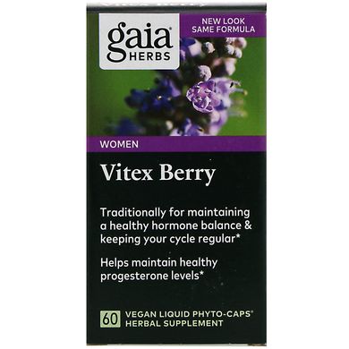 Ягоди Вітекс, Gaia Herbs, 60 вегетаріанських рідких фіто-капсул