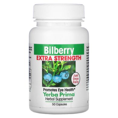 Чорниця з підвищеною силою дії Yerba Prima (Bilberry Extra Strength) 160 мг 50 капсул