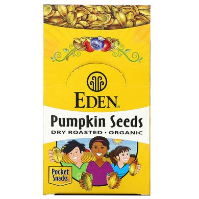 Тыквенные семечки органик жареные Eden Foods (Pumpkin Seeds) 12 пакетов по 28.3 г купить в Киеве и Украине
