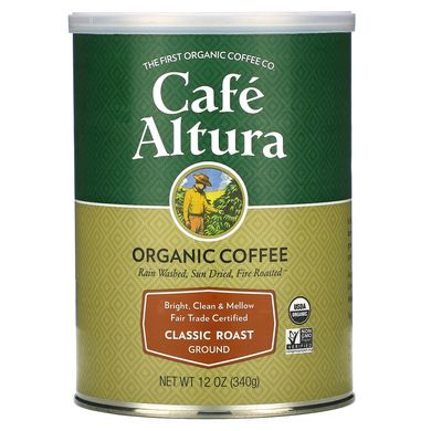 Органічна кава, справедлива торгівля, класична обсмажування, Cafe Altura, 12 унцій (339 г)