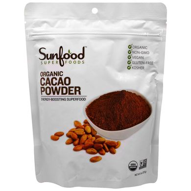 Какао порошок органік Sunfood (Cacao Powder) 227 г