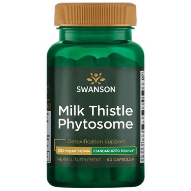 Фітосома розторопші стандартизований силіфос Swanson (Milk Thistle Phytosome Standardized Siliphos) 300 мг 60 капсул
