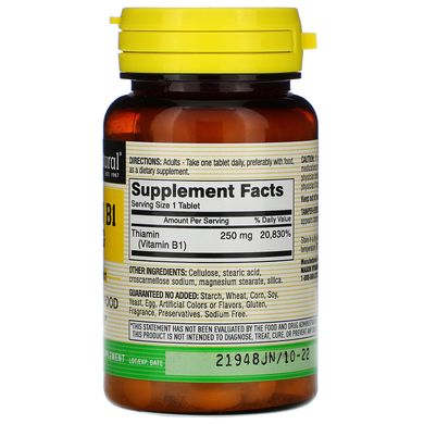 Вітамін В1 тіамін Mason Natural (Vitamin B-1) 250 мг 100 таблеток