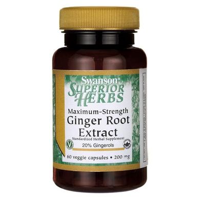 Максимальний екстракт кореня імбиру, Maximum Strength Ginger Root Extract, Swanson, 200 мг, 60 капсул