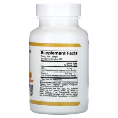 Лютеїн із зеаксантином California Gold Nutrition (Lutein/Zeaxanthin) 10 мг/0.5 мг 120 капсул