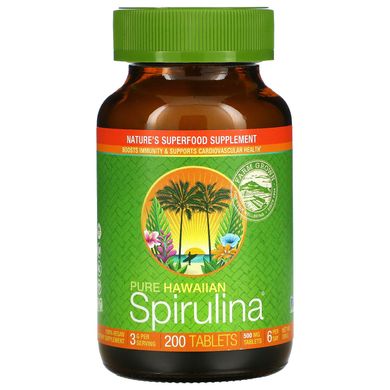 Чиста гавайська спіруліна, Pure Hawaiian Spirulina, Nutrex Hawaii, 500 мг, 200 таблеток