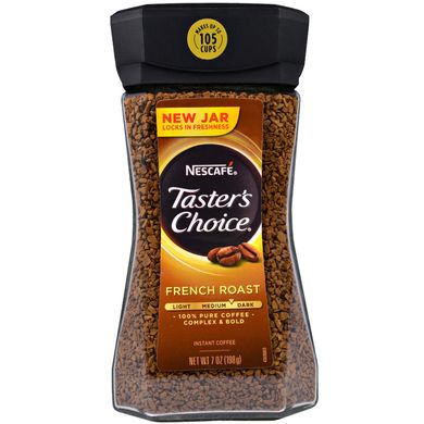 Тестер Чойс, розчинна кава, французького обсмаження, Taster's Choice, Instant Coffee, French Roast, Nescafé, 198 г