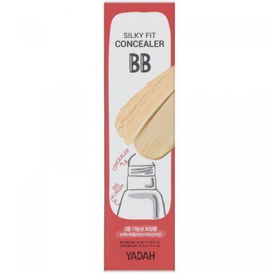 BB-крем і консилер, 2 в 1, відтінок 23 натуральний бежевий, Silky Fit Concealer BB, Yadah, 35 мл / 3,15 г