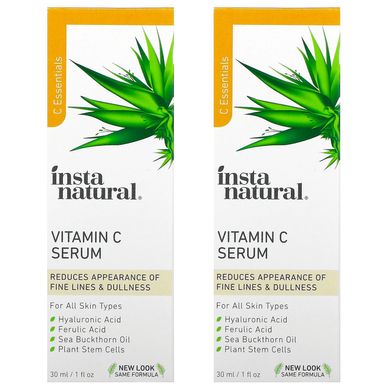 Сироватка з вітаміном C, комплект з 2 засобів для догляду за шкірою, InstaNatural, 1 рідк унц (30 мл) кожен