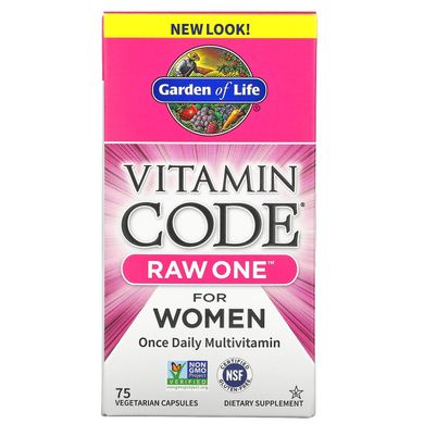 Сирі вітаміни для жінок, Raw Multi-Vitamin, Garden of Life, Vitamin Code, 1 в день, 75 капсул