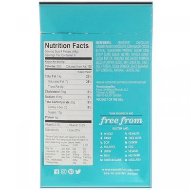 Шоколадные протеиновые снеки, с кусочками банана, Enjoy Life Foods, 8 шт. в отдельной упаковке по 48 г каждая купить в Киеве и Украине