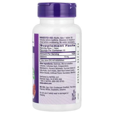 Мелатонін швидкого вивільнення Natrol (Melatonin) 10 мг 60 таблеток зі смаком полуниці