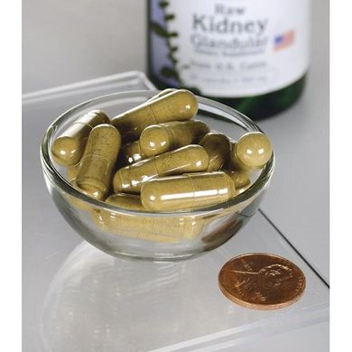 Сира ниркова заліза, Raw Kidney Glandular, Swanson, 500 мг, 60 капсул