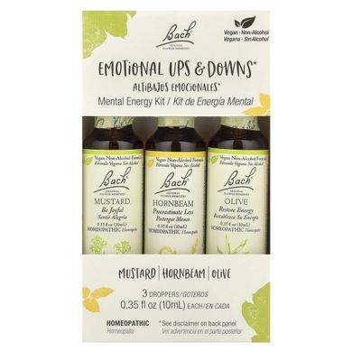 Bach, Original Flower Remedies, Mental Energy Kit, Emotional Ups & Downs, 3 Droppers, 0.35 fl oz (10 ml) Each