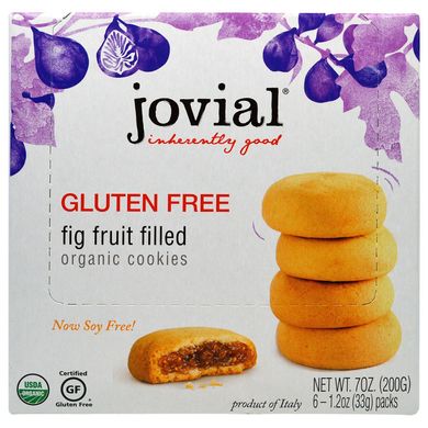 Органічне печиво, інжир з начинкою, Organic Cookies, Fig Fruit Filled, Jovial, 6-12oz