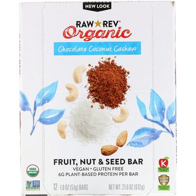 Батончики з шоколадом і кокосами Raw Rev (Chocolate Coconut Bliss Live Food Bar olution) 12 бат.