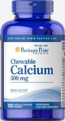 Жувальний кальцій, Chewable Calcium, Puritan's Pride, 500 мг, 100 жувальних
