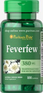 Пиретрум девичий, Feverfew, Puritan's Pride, 380 мг, 100 капсул купить в Киеве и Украине