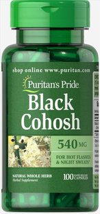 Клопогон кистевидный, Black Cohosh, Puritan's Pride, 540 мг, 100 капсул купить в Киеве и Украине