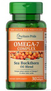 Комплексная смесь облепихового масла Омега-7, Omega-7 Complex Sea Buckthorn Oil Blend, Puritan's Pride, 30 капсул купить в Киеве и Украине