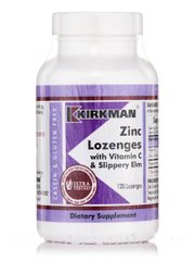 Цинк з вітаміном С і слизький в'яз, Zinc with Vitamin C and Slippery Elm, Kirkman labs, 120 Льодяники