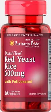 Червоний дріжджовий рис з полікозанолом, Red Yeast Rice,Policosanol, Puritan's Pride, 60 капсул