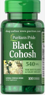 Клопогон гроновидний, Black Cohosh, Puritan's Pride, 540 мг, 100 капсул