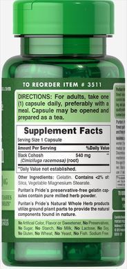Cimicifuga racemosa, 540 mg, 100 capsules.