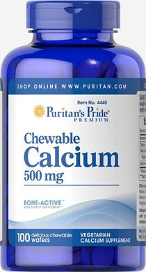 Жувальний кальцій, Chewable Calcium, Puritan's Pride, 500 мг, 100 жувальних