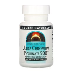 Ультра пиколинат хрома, Ultra Chromium Picolinate, Source Naturals, 500, 500 мкг, 120 таблеток купить в Киеве и Украине