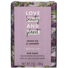 Кускове мило, масло аргани і лаванди, Relaxing Rain, Bar Soap, Argan Oil & Lavender, Love Beauty and Planet, 198 г