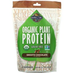 Garden of Life, Органічний рослинний протеїн, без зерен, гладкий шоколад, 9,7 унції (276 г)