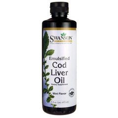 Емульгованих олія печінки тріски (м'ята), Emulsified Cod Liver Oil (Mint), Swanson, 473 мл